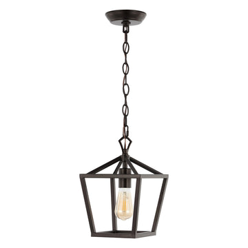 Oslin 8" Vintage Farmhouse Iron Chain Pagoda LED Pendant - JONATHAN Y